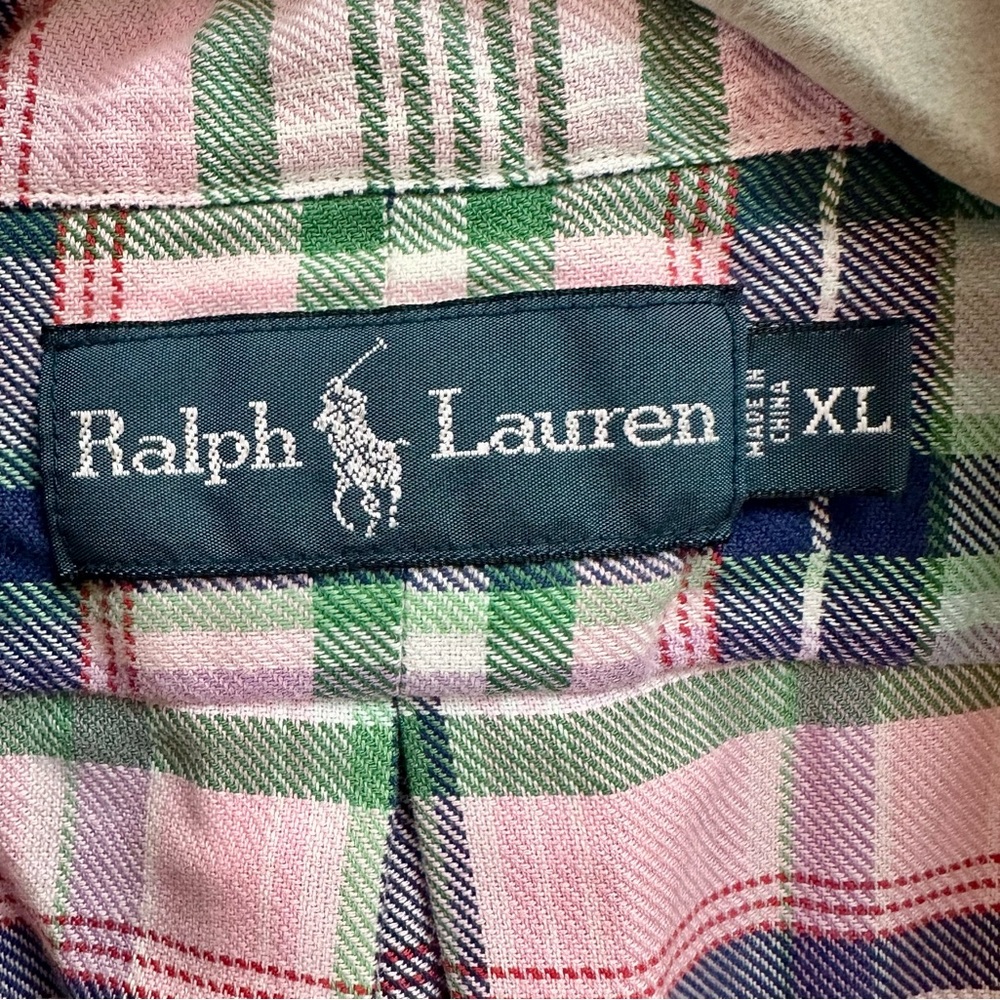 Ralph Lauren Plaid Button Down Shirt Pink & Green Size XL - Picture 4 of 7